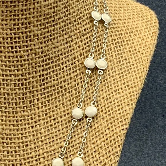Charming Charlie Necklace Double Strand White Silver Chain Retro - Picture 2 of 5